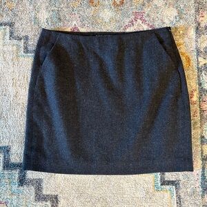 Navy Blue Maroon Pinstriped Wool Mini Skirt